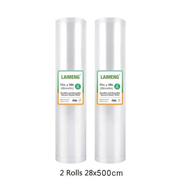 Laimeng vakuumförslutningspåsar för vakuumförpackare sous vide-påsar 2 rullar vakuumförpackningsförpackningar matpåse för matförvaring  r131: 2r 28-500cm