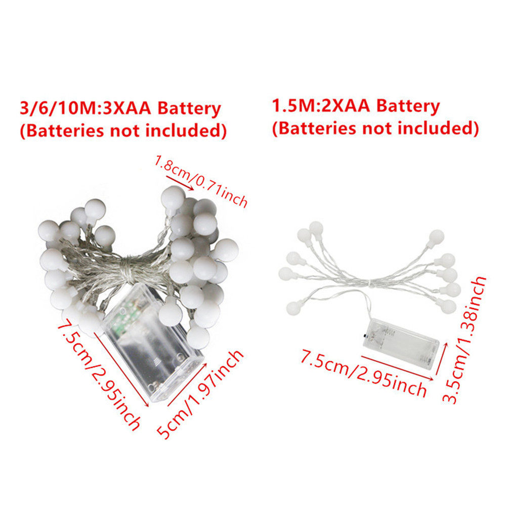 Guirnalda de luces con pilas, 33 pies, 80 luces LED para acampar, globo, bola, luz de hadas para dormitorio, boda, decoración de de Navidad