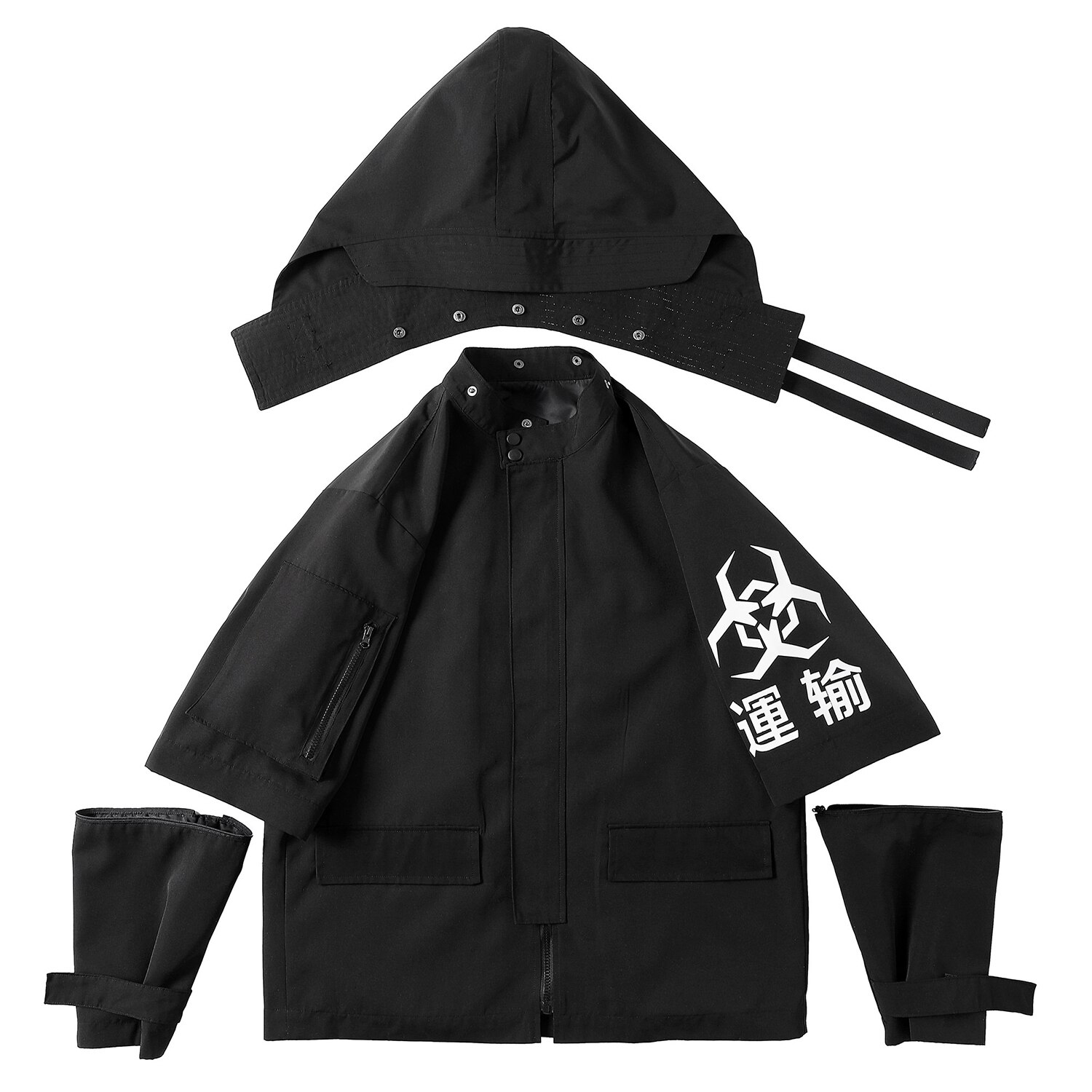 Techwear – veste Kanji à capuche pour homme, Streetwear japonais, coupe-vent, à la