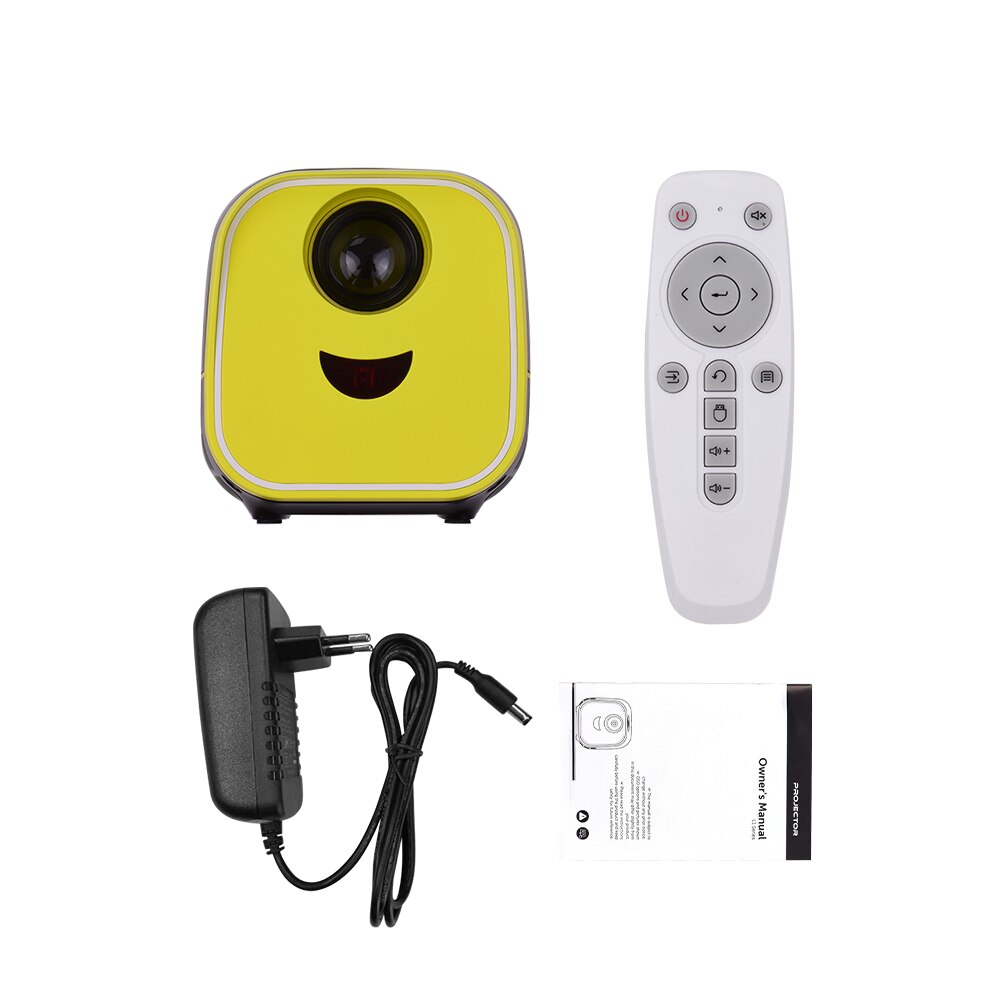 Mini projecteur vidéo LED pour enfants, cinéma familial à domicile, résolution Native 480x320, 50000 heures avec télécommande: Black EU Plug