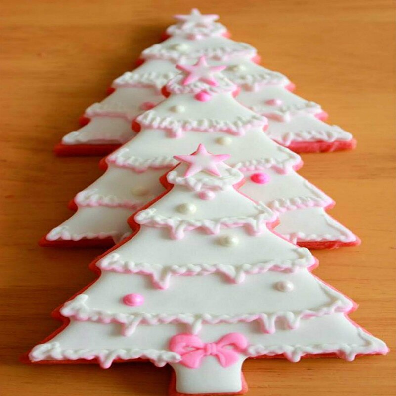 KENIAO Kerst Cookie Cutter Set-5 Stuk-Sneeuwvlok, Kerstboom, Gingerbread Man, Santa Gezicht, leaping Rendier Cutter