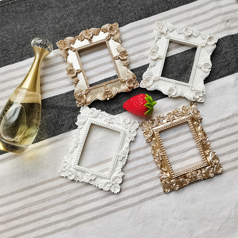Mini Gold kleiner Fotorahmen Schieß Requisiten retro-Fotorahmen Ich bin europäischen Stil geprägte Nagel Kunst Ohrringe Pose Requisiten