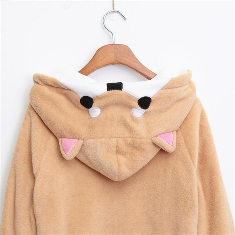 Shiba Inu Doge-abrigo de felpa con capucha para mujer, sudadera de terciopelo de manga larga con dibujos animados, estilo Kawaii, cálido, invierno, navidad