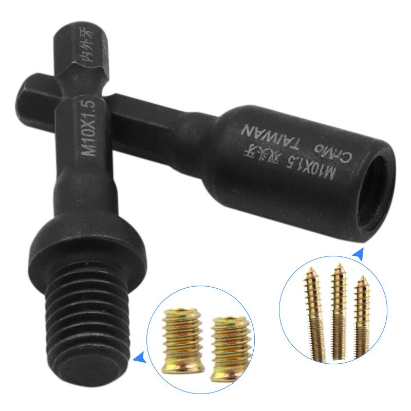 1Pcs M6 M8 M10 1/4 Hex Shank Square Driver Tap Die Socket Adapter Thread Screw Internal and External Screw Self attack sleeve