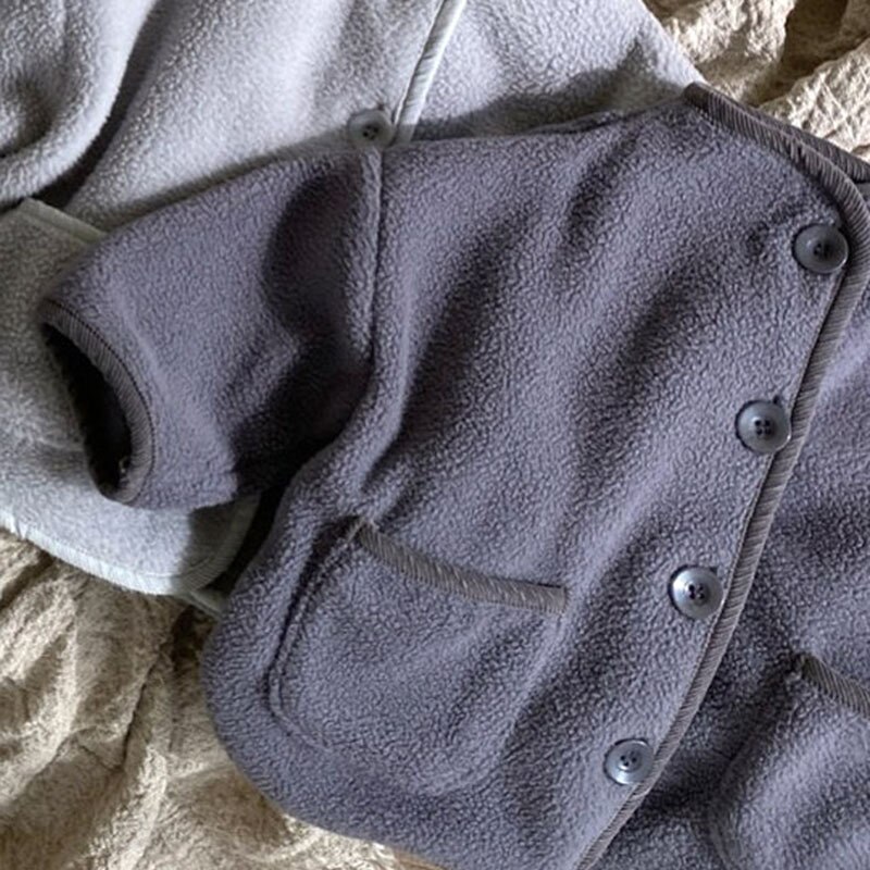 9035 Baby Jas Polar Fleece Jongen Jas Herfst En Winter Fleece Semi Hoge Hals Meisje Warme Jas Met zakken Baby Outfit