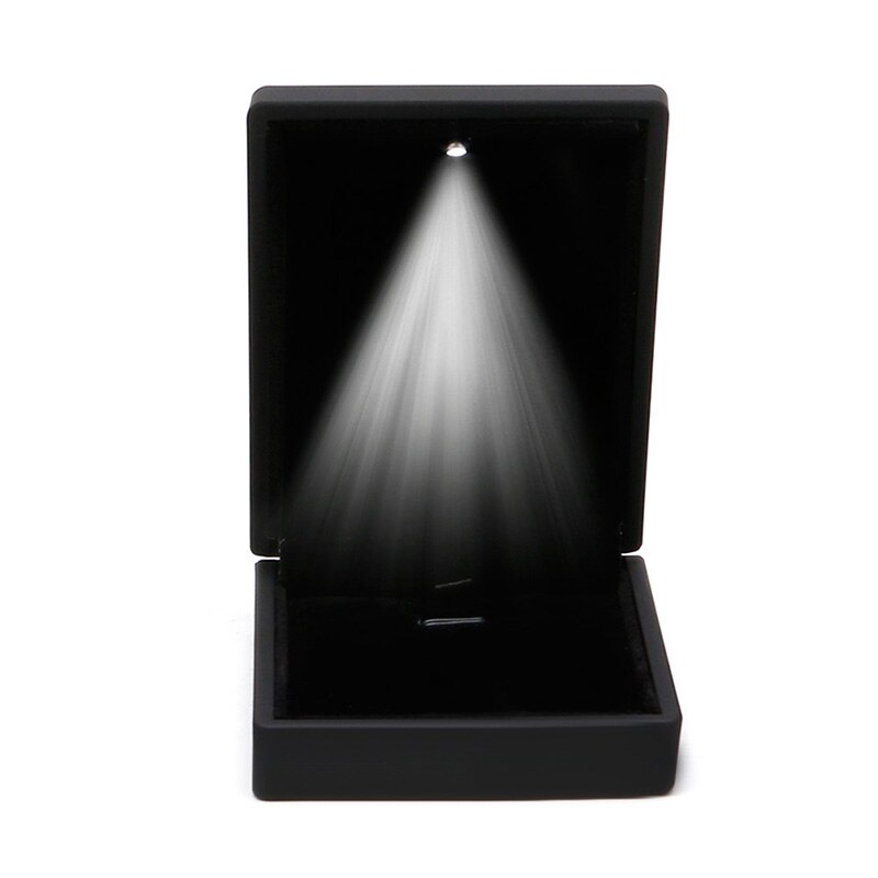 JAVRICK LED Lighted Earring Ring Box Wedding Engagement Ring Jewelry Display: black