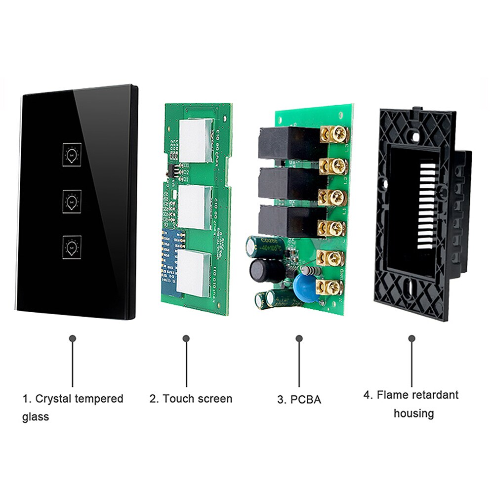 Wifi smart light switch usa wall switches alexa touch panel wireless remote control for smart home system