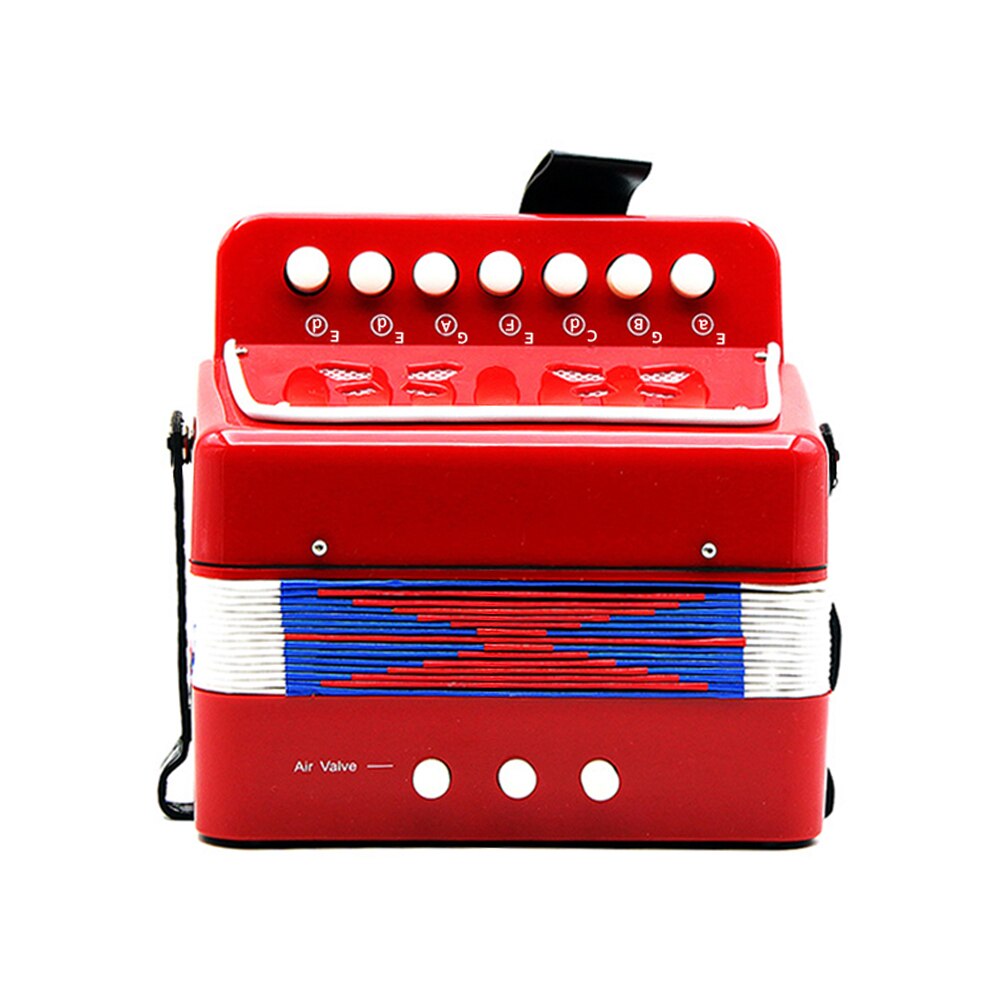 Enfants enfants 7 touches 2 basse Mini petit accordéon éducatif Instrument de musique rythme bande jouet: Rouge