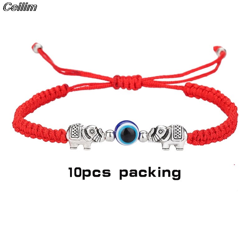 Pulsera de cordel rojo con 7 nudos, 10 Uds., hecha a mano, protección para ojos, amuleto de la buena suerte para el éxito, amistad de la pareja: 10pcs style i