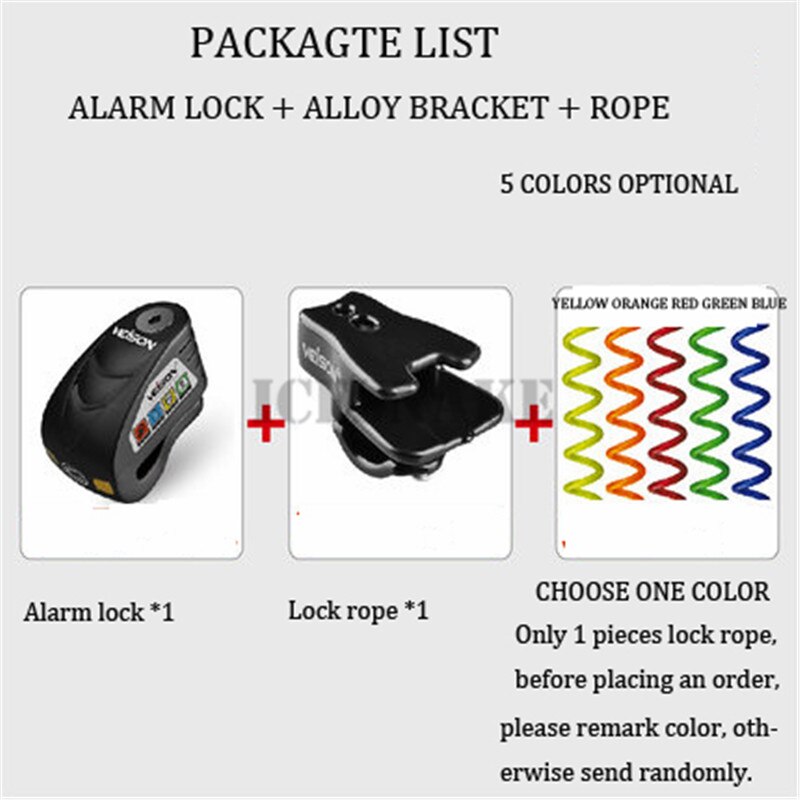 Veison motorfiets alarm waterdicht fietsalarm quad slot scooter schijfrem fietsslot motorfiets anti-diefstal motopadlock accessoires: Legering bk d set