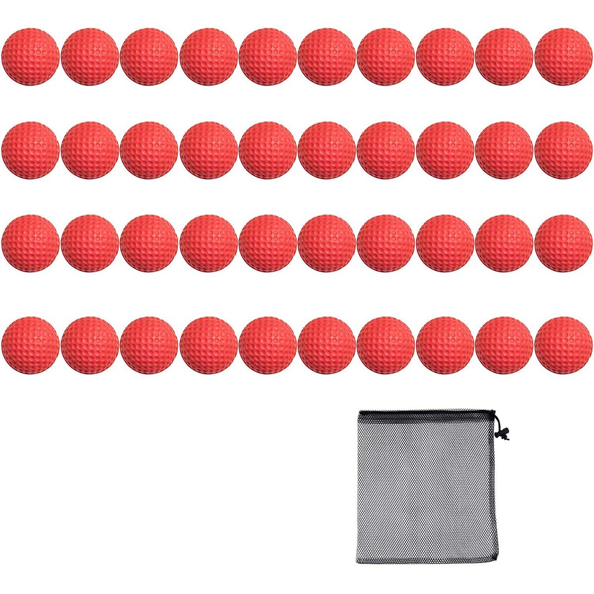 Balles de Golf en mousse élastique PU, sensation réaliste et vol limité, balles d&#39;entraînement pour intérieur ou extérieur, paquet de 40: Red