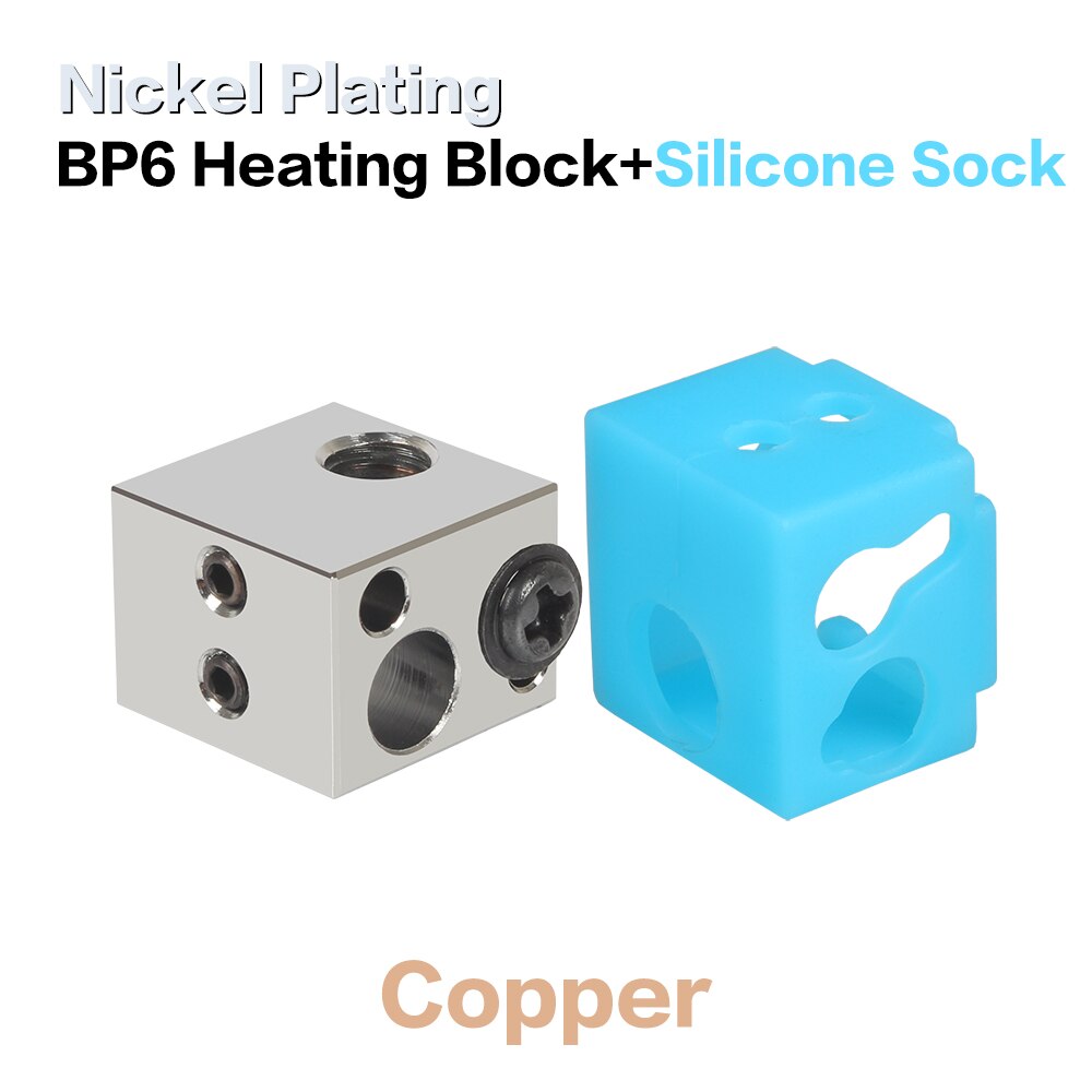 LERDGE Aluminium Heat Block For J-head Extruder HotEnd 3D Printers Silicone Socks Parts BP6 Heating Block Accessories: KitH Copper Blue