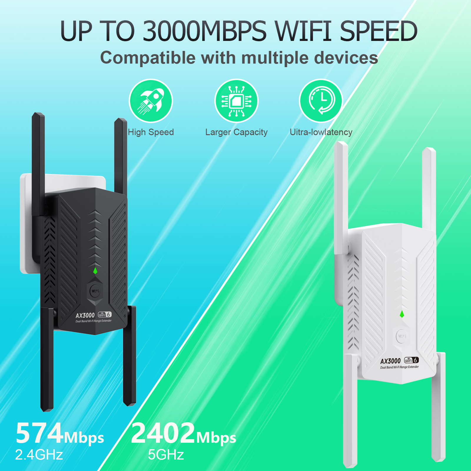 AX3000 WiFi 6 Repetidor 5G 2.4G Dual Band Amplificador de sinal 802.11ax Extensor Wi-Fi para amplificador de rede Gigabit de sinal de escritório doméstico