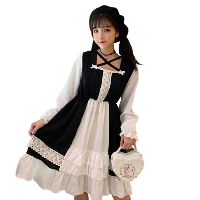Anbenser Japanese Sweet Loli Dress Op Small Cute Lolita Dresses Girls Schoolgirl Fairy Women Gothic Lolita Dress Kawaii Clothing
