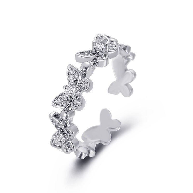 Charm Zilver Kleur Dansen Moving Vlinder Ringen Minimalistische Zoete Romantische Dames Meisjes Ringen Bruiloft Frankrijk Sieraden