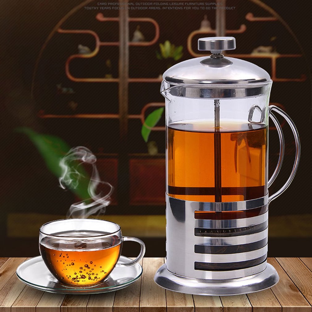 Roestvrij Staal Koffie Pot Franse Pers Theepot Draagbare Roestvrij Staal Thee Maker Huishoudelijke Eenvoudige Thee Maker