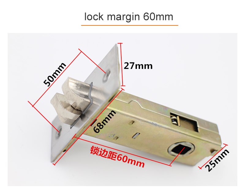 Kamer Lock Enkele Tong Slot Lichaam, Marge 50Mm, Deurslot Reparatie Onderdelen, Bathroon Deur Hardware: Margin 60mm