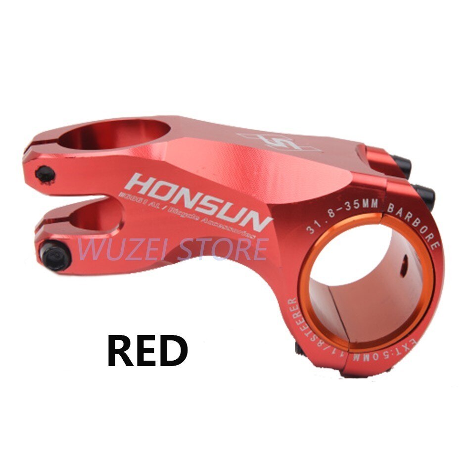 Honsun mountainbike 50/70mm højstyrke letvægts styr stig 35mm /31.8mm stamme til xc am mtb mountainbike del: Rød 17 grader