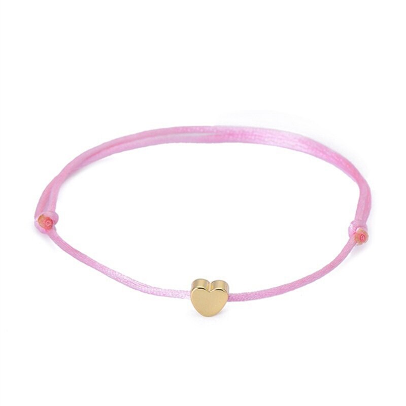 handgefertigt Edelstahl Liebe Herz bilden Charme Armbinde Dünne rot Seil Gewinde Schnur Armbänder Für Männer Frauen Paare: Rosa