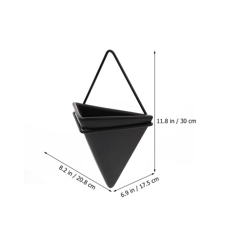 Pot de fleurs suspendu au mur, jardinière créative triangulaire en fer, décoration de la maison: Black  L