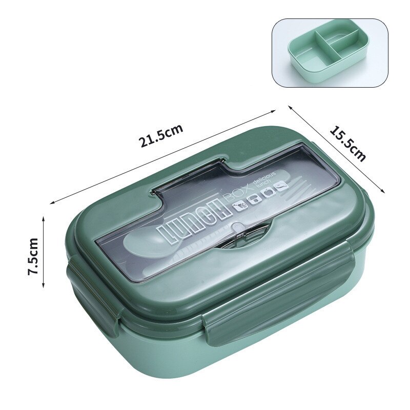 1100ml Healthy Material Lunch Box With Soup Cup Leak-Proof Microwave Bento Box Dinnerware Set Food Storage Container: Green