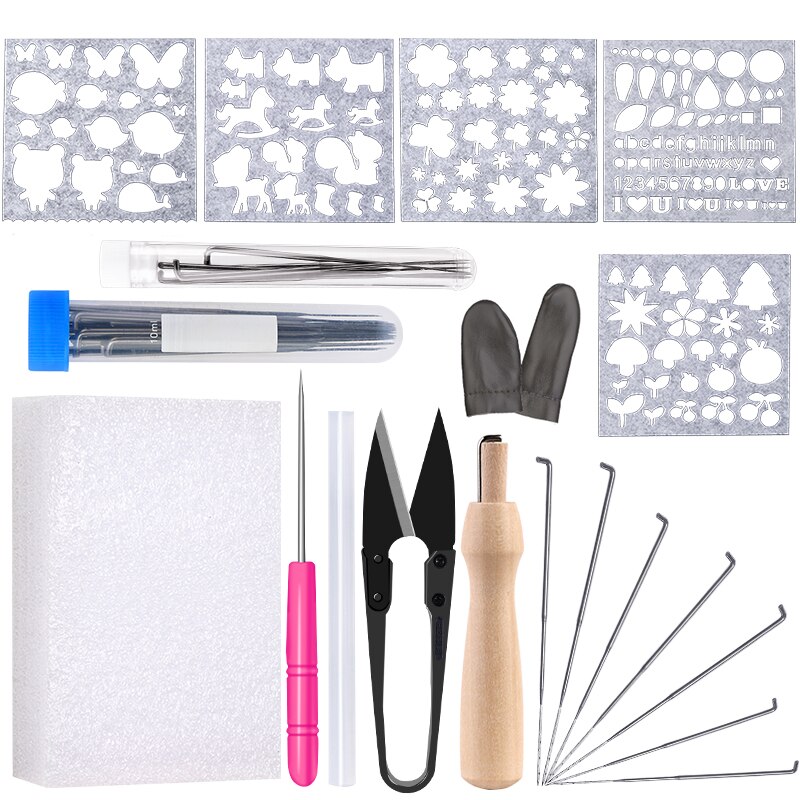 Fenrry DIY Felting Tools Handmade Felt Kit with Needle Craft Kit Scissor Awl Wool Felting Weaving Needlework Spinning Tools