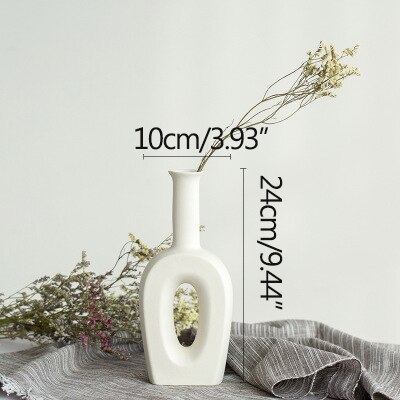 Hvid porcelæn blomstervase stue dekoration figurer håndværk håndværk tørre blomster planter holder uregelmæssig vase: G