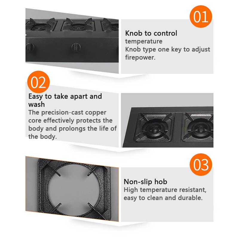 Gas Stove Natural Gas Liquefied Sand Boiler Commercial Stainless Steel Panel 3-hole Gas Stove Clay Pot Stove Desktop LP