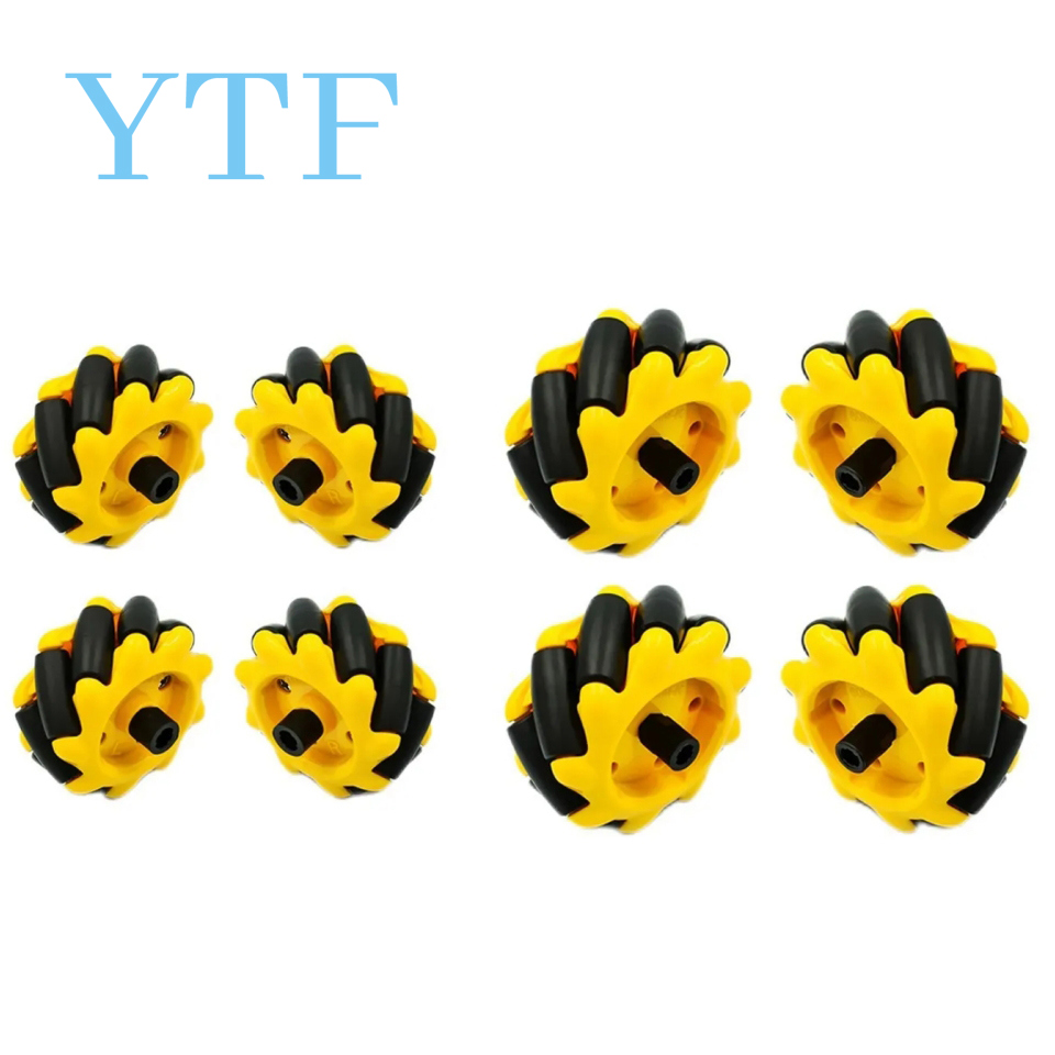 Roue Mecanum en plastique de haute dureté, 4 pièces/lot, 48mm 60mm 80mm 97mm, omnidirectionnelle pour moteur TT, voiture Robot intelligente avec moyeux de 6mm