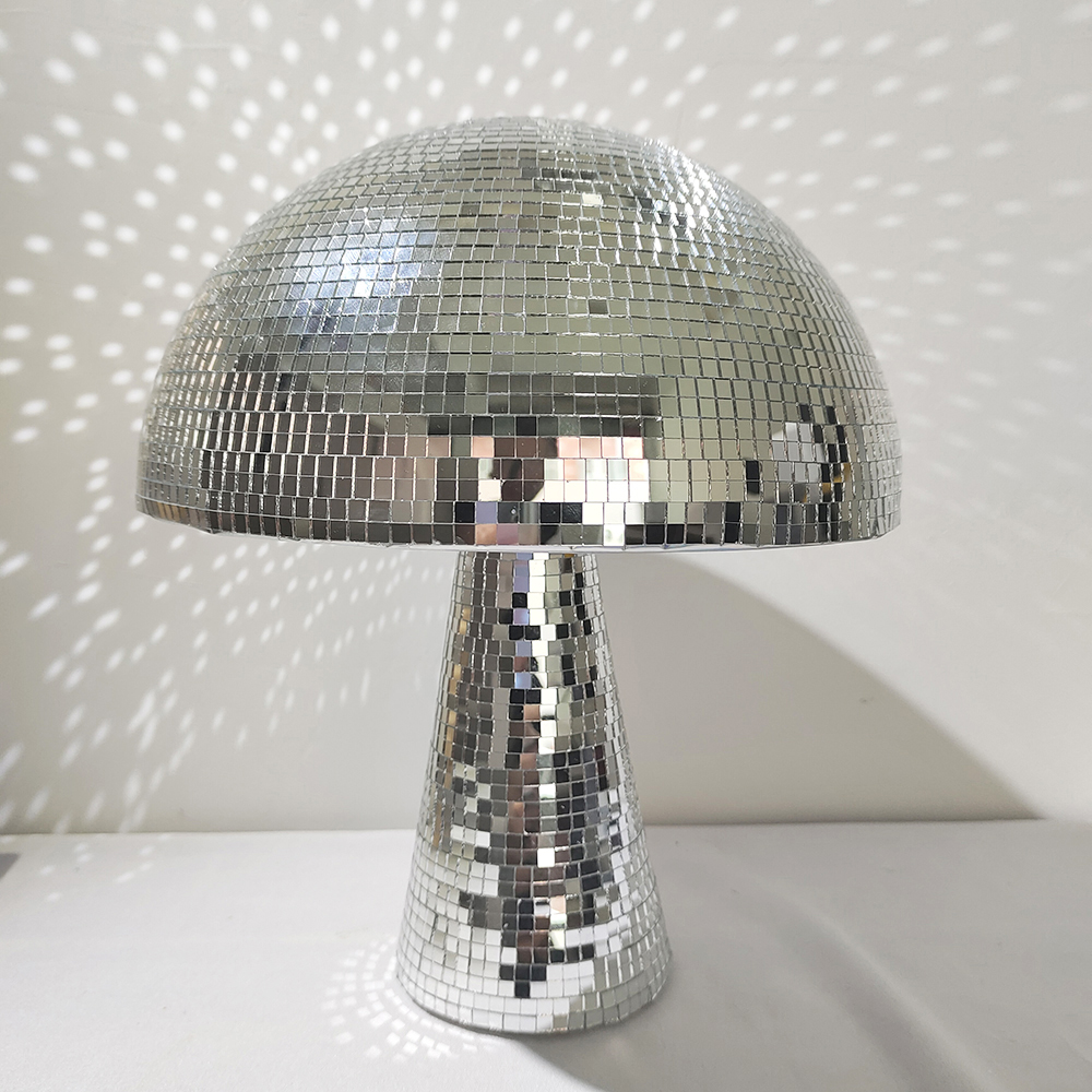 Bola de espejo de discoteca con forma de seta reflectante Retro, luz de DJ, decoración moderna para el hogar, esculturas y figuras para en casa de graduación y sala de fiestas