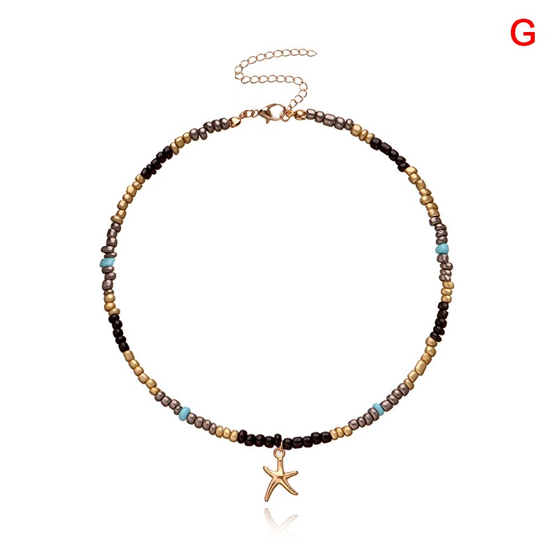 Handgemaakte Seed Bead Choker Kleurrijke Kralen Korte Kraag Ketting Voor Vrouwen Beach Party Sieraden: G