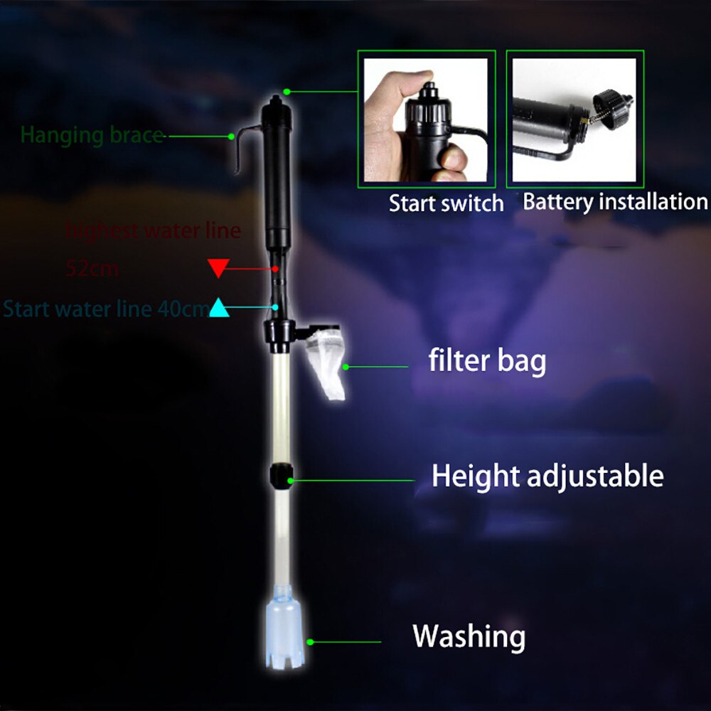 Batterij Grind Stofzuiger Aquarium Fish Tank Cleaning Sifon Water Elektrische Wisselaar Aquarium Accessoires 25