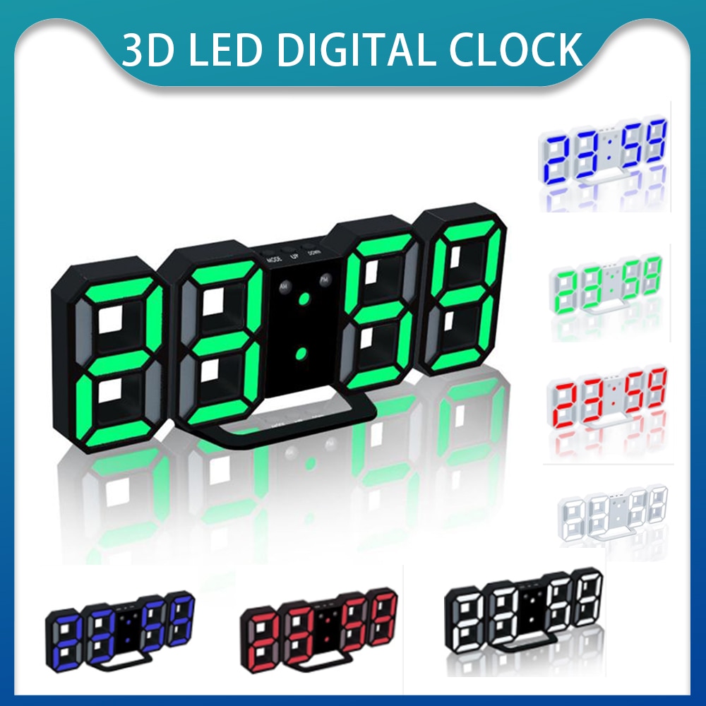 Wall Clock LED Digital Clock Glowing Night Mode Brightness Adjustable Electronic Table Clock 24/12 Hour Display Alarm Clock