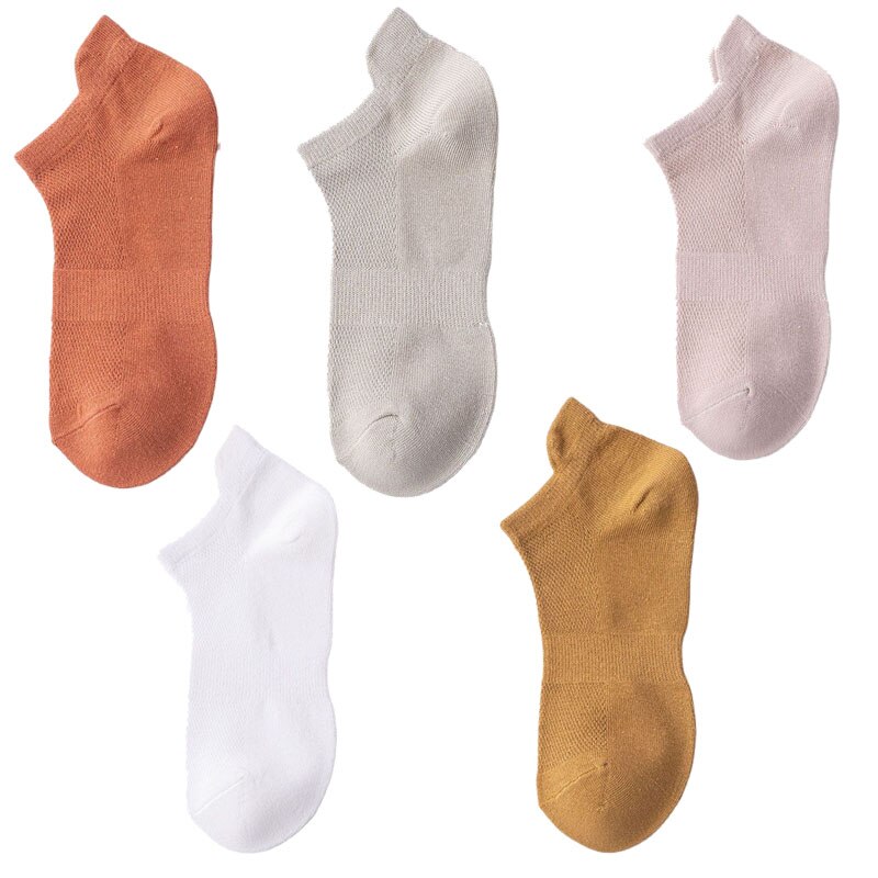 5 Pairs Zomer Mannen 100 Katoen Korte Mesh Sokken Man Harajukcomfortable Effen Kleur Casual Enkelsok Mannelijke Netto Sneaker Sok: s12