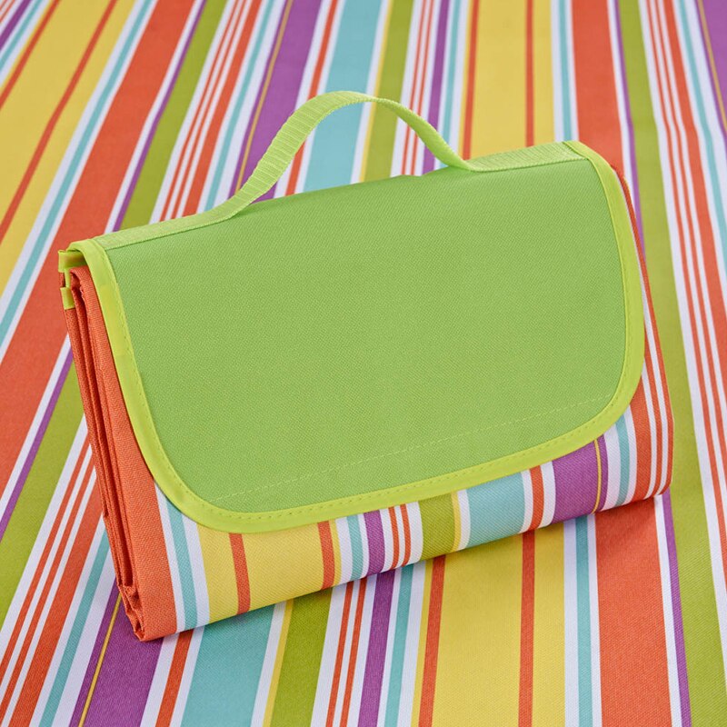 Manta de Picnic, estera de Camping plegable al aire libre impermeable 145x200cm, estera de Picnic ancha, manta de playa a cuadros, colchoneta multijugador para bebé: Colored Stripes