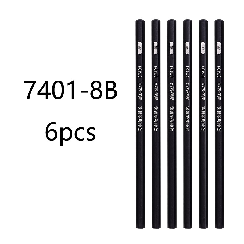 6/3 pcs Drawing Charcoal Pencil Painting 2H-8B 10B 12B Lead Level Honed 14B for Beginners Soft Neutral Hard: 6 pcs 7401-8B