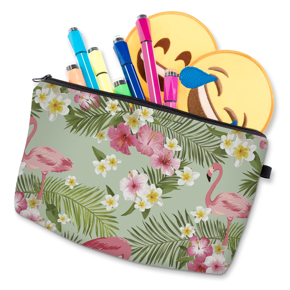 Deanfun 3D Gedruckt Kosmetik Taschen Flamingo und Blume Notwendigkeiten für Reisen Lagerung machen-hoch 51055