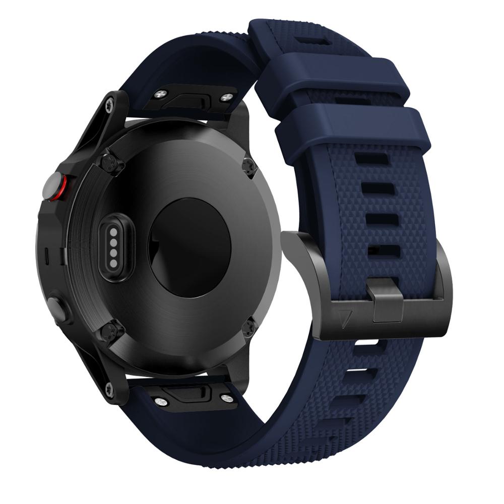 22 MM mode stijl Band Voor Garmin Fenix 5 Horloge Siliconen Polsband Voor Garmin Fenix 5 Plus Band voor Garmin Fenix 6 Horlogeband: Donkerblauw Zwart / 22mm