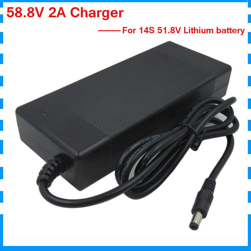 52v lithium-batterioplader output 58.8v 2a oplader til 14s 51.8v 52v ebike batteri 58.8v oplader
