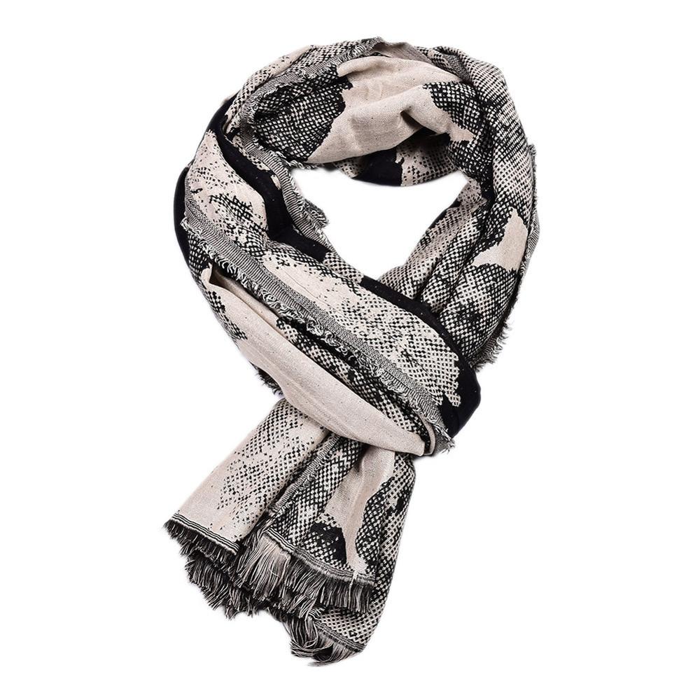 Wald Kunst Schlange Haut Druck Männer Schal Winter männer Baumwolle Schals wickelt lässig Mann Quaste Foulard Männlichen Zubehör