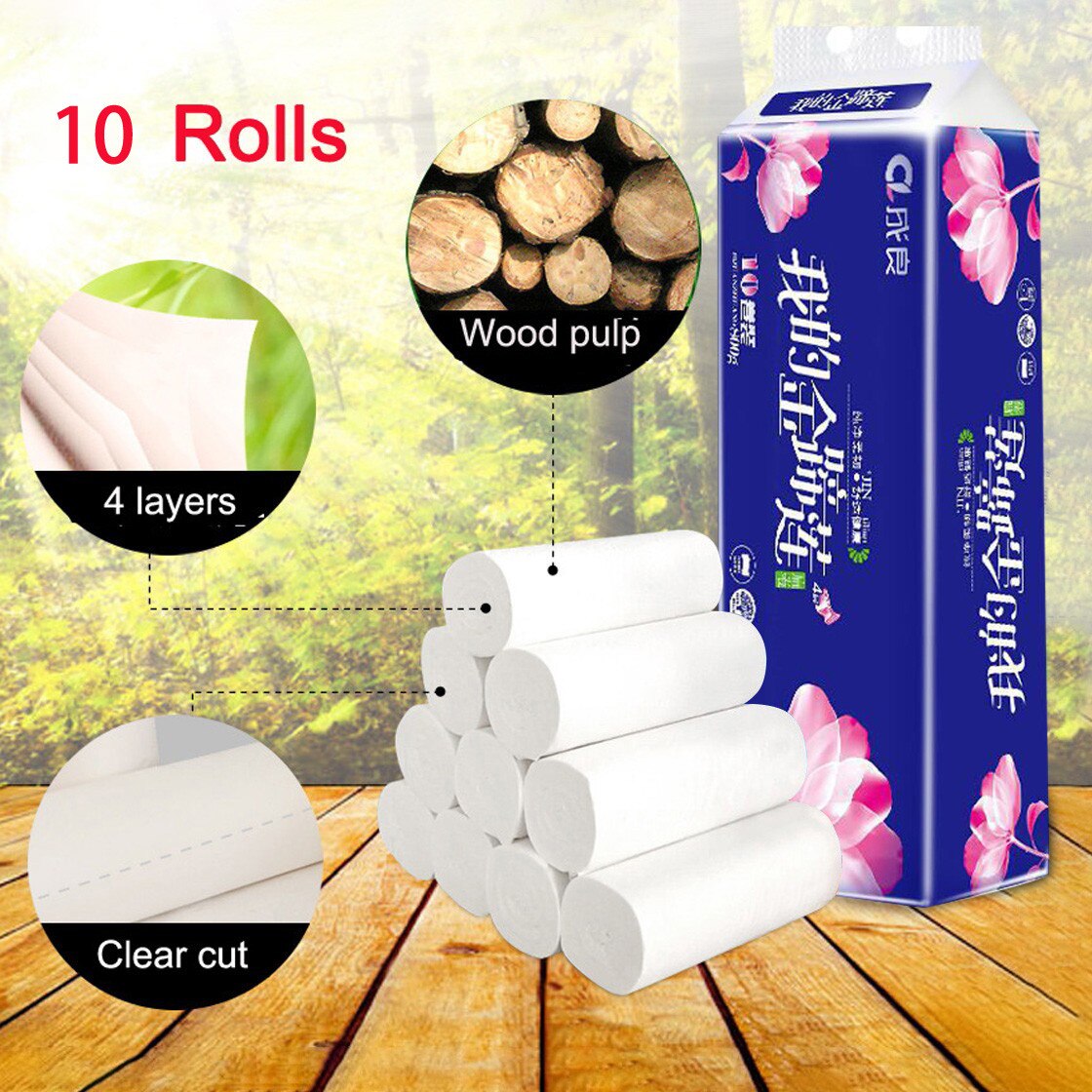 10 rollos de toallas de papel para manos, papel higiénico, rollo de papel higiénico, servilleta para elementos esenciales de la vida, toallas de papel para el Hogar, baño: Default Title