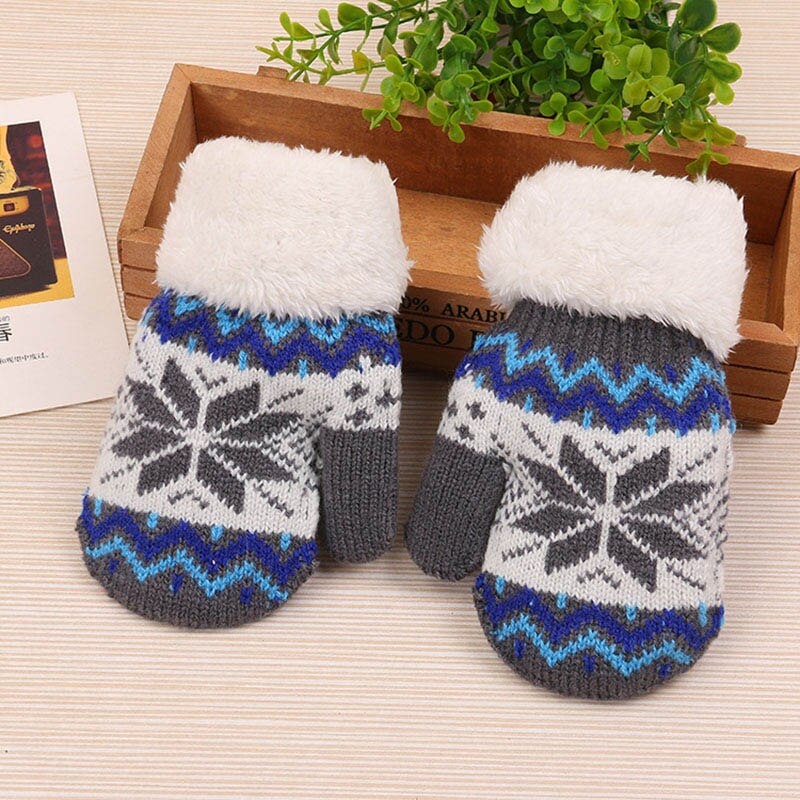 Algodão de pelúcia pele do bebê inverno luvas quentes crianças luvas para meninos meninas dedo cheio luvas natal veados: dark gray snowflake