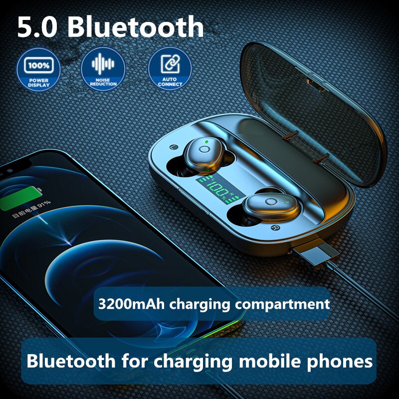5.0 Tws Bluetooth Draadloze Hoofdtelefoon Ruisonderdrukkende Headset Gaming Hifi In Ear Met Microfoon Earpods Wirless Oortelefoon Fone