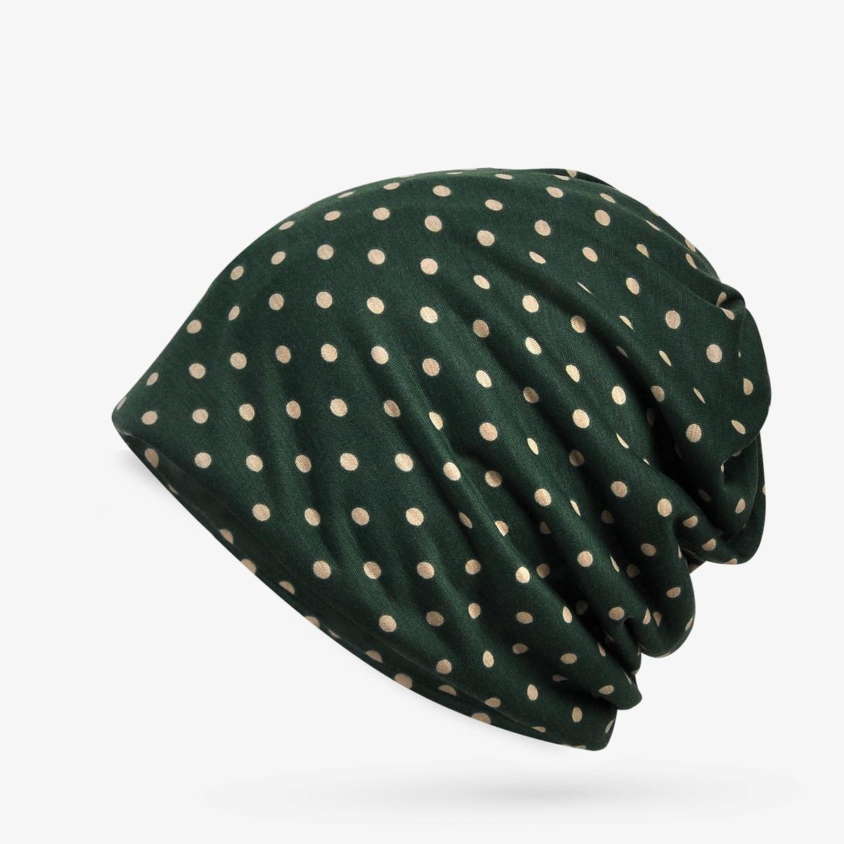 COKK de las mujeres sombrero de verano de algodón de patrón de punto Beanie sombreros para hombres y mujeres Gorros holgados solideos mujer hombre hueso Gorros: Verde militar