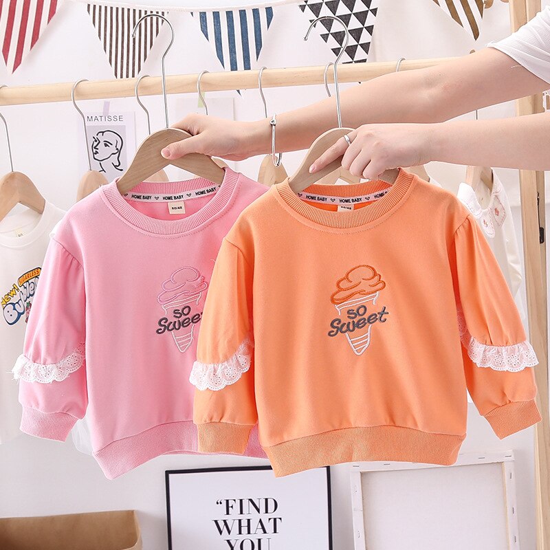 Baby Meisje Zoete Kant Trui Lente Herfst Lange Mouwen Base Shirt Meisjes Tops Kids Baby Meisjes Doeken