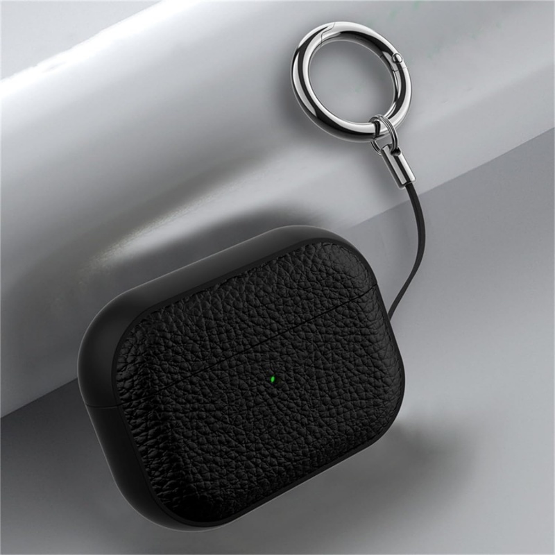 Funda de cuero Compatible con AirPods Pro 2 Generación AirPod 1 3 4 Max Funda protectora de TPU suave con llavero El LED frontal visible