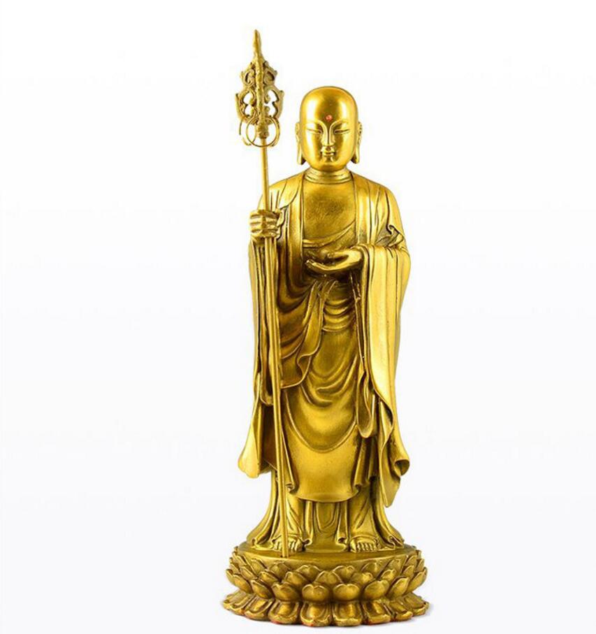 Estatua de cobre, estatua de bronce del rey tibetano, estatua de cobre puro de Buda Kaiguang Jiuhuashan, estatua de Bodhisattva tibetano