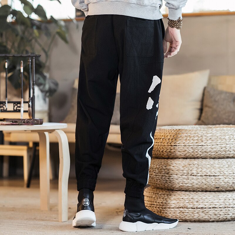 Miesten Harem Housut Kiinalainen Tyyli Puuvilla Pellava Joggeri Suuri Koko 5XL