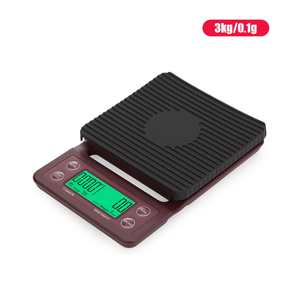 3/5 KG Digital LCD Electronic Digital Kitchen Scale Home Garden Food Balance Weighing Kitchen Accessories Coffee Weighing Scale: 3 KG Wine Red