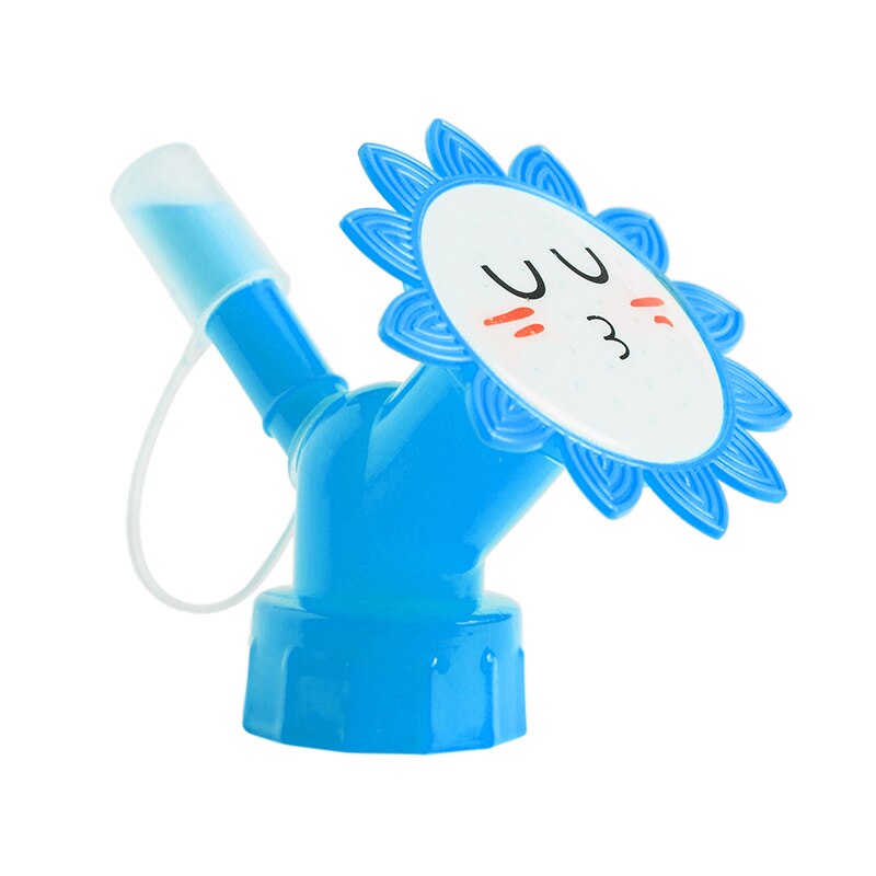 Sprinkler Fles Tuin Tool Douche Gieter Sprinkler Smiley Zon Bloem Ingemaakte Sproeisysteem Apparaat Dubbele Hoofd Douche Gieter: Blue